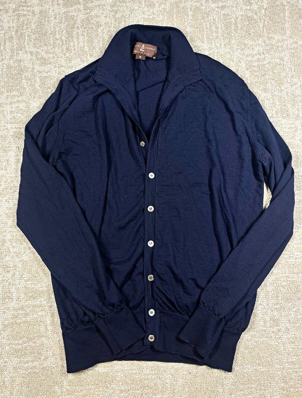 Robert Talbott Estate 100% Lana Merino Wool Collared Button Cardigan Sweater XL